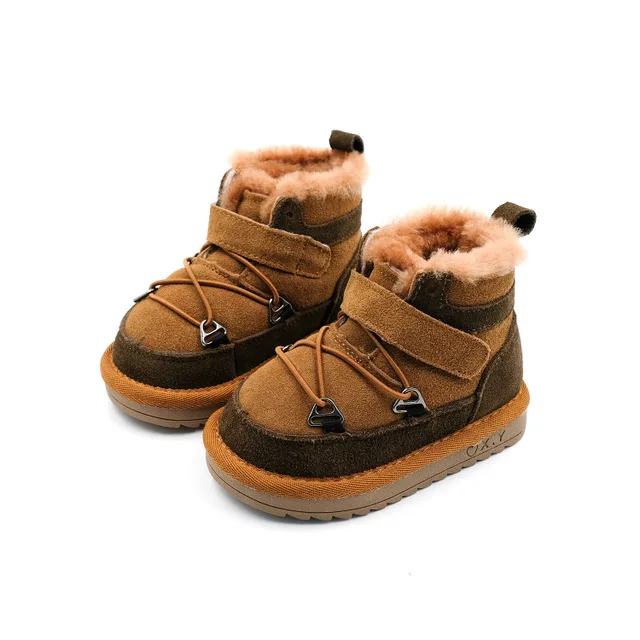 Новинка Лидер продаж зимние ботинки из натуральной кожи и шерсти для детей