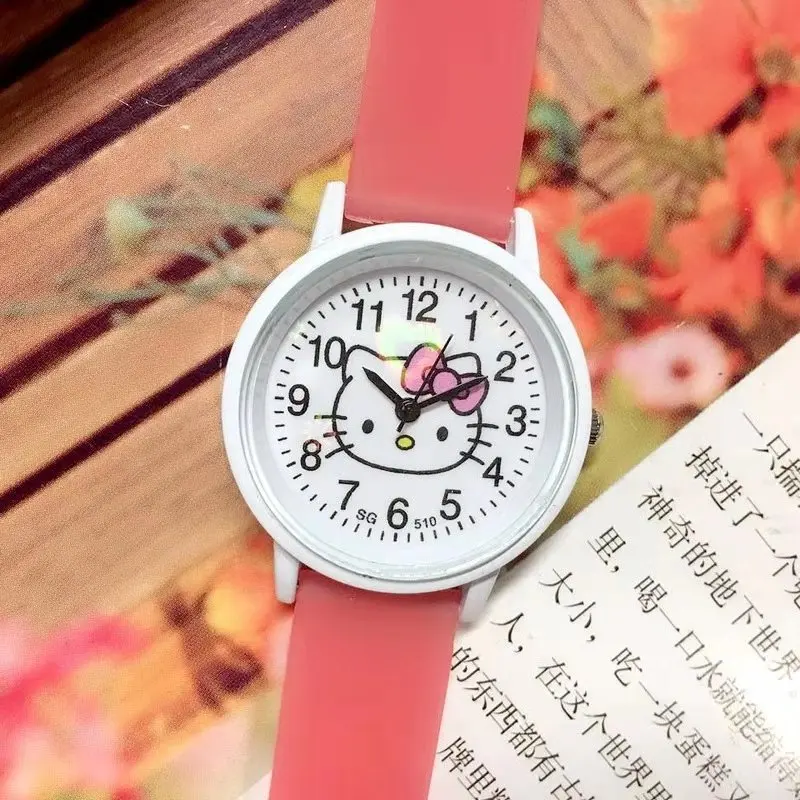 Светящиеся часы с рисунком hello Kitty для детей и девочек Силиконовые кварцевые