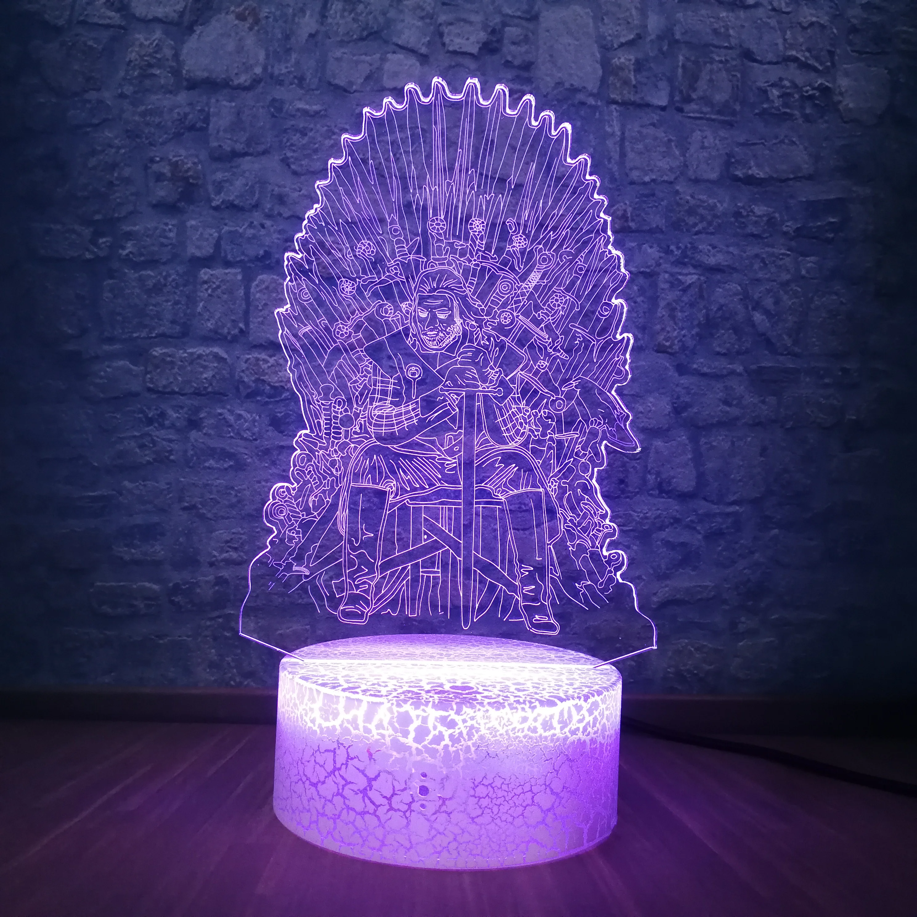 Eddard Старк трон 3D Ночник светильник Песнь Льда и Огня акриловый многоцветный