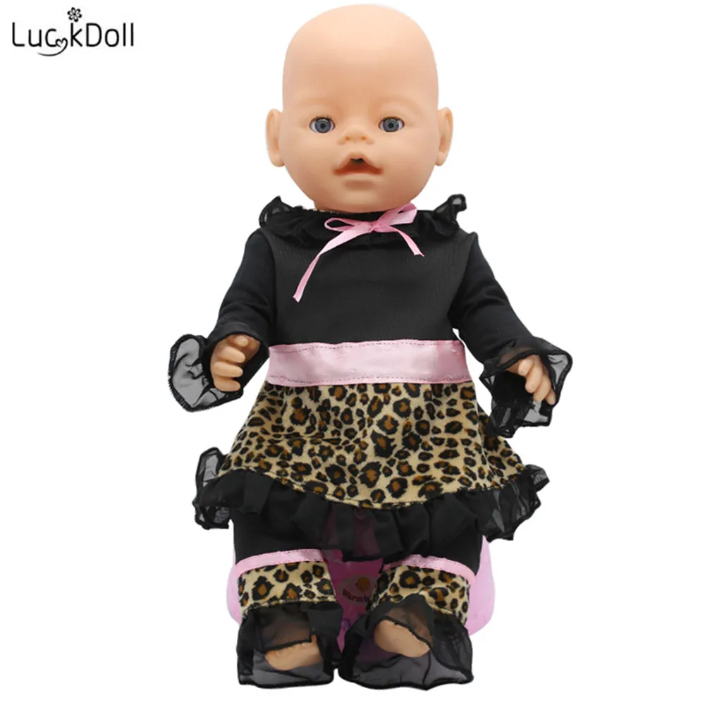 

LUCKDOLL Leopard Stitching Clothes Fit 18 Inch American 43cm Baby Doll Clothes Accessories,Girls Toys,Generation,Birthday Gift