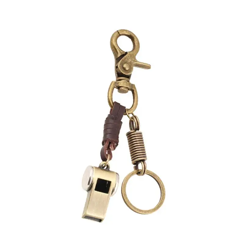 Винтажный креативный Металлический Свисток из воловьей кожи украшение брелок