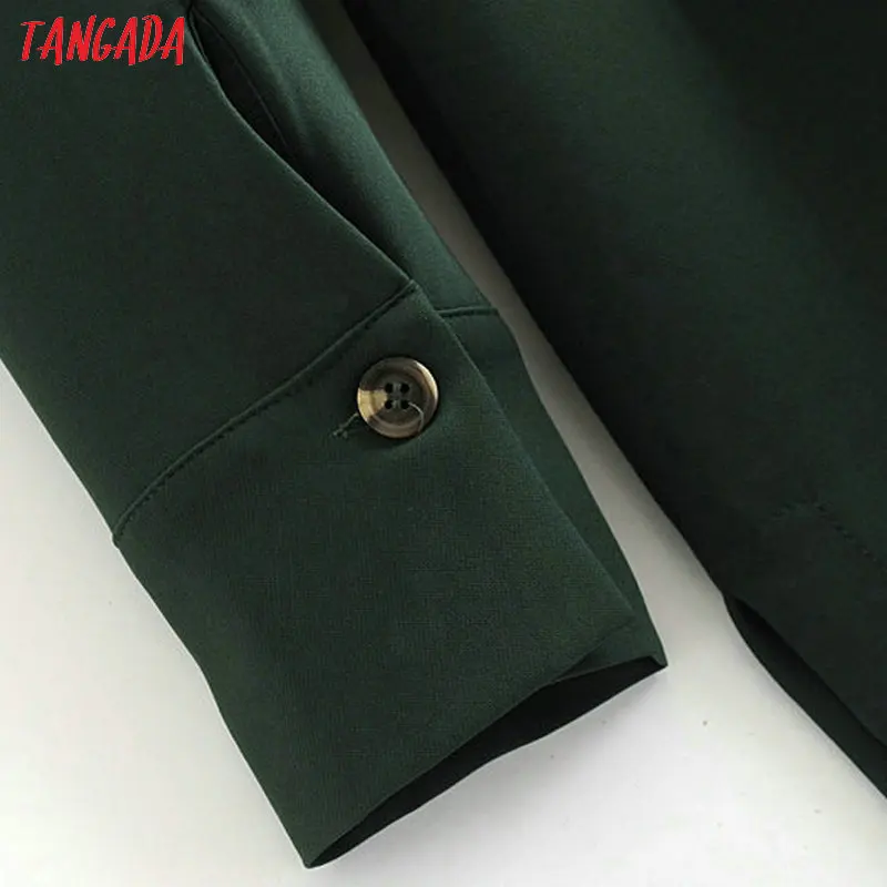 Tangada зеленое платье рубашка с поясом платье с разрезами базовое платье изумрудный цвет платье на пуговицах с длинным рукавом платье с отложным воротником миди платье ниже колена базовое платьеSY68