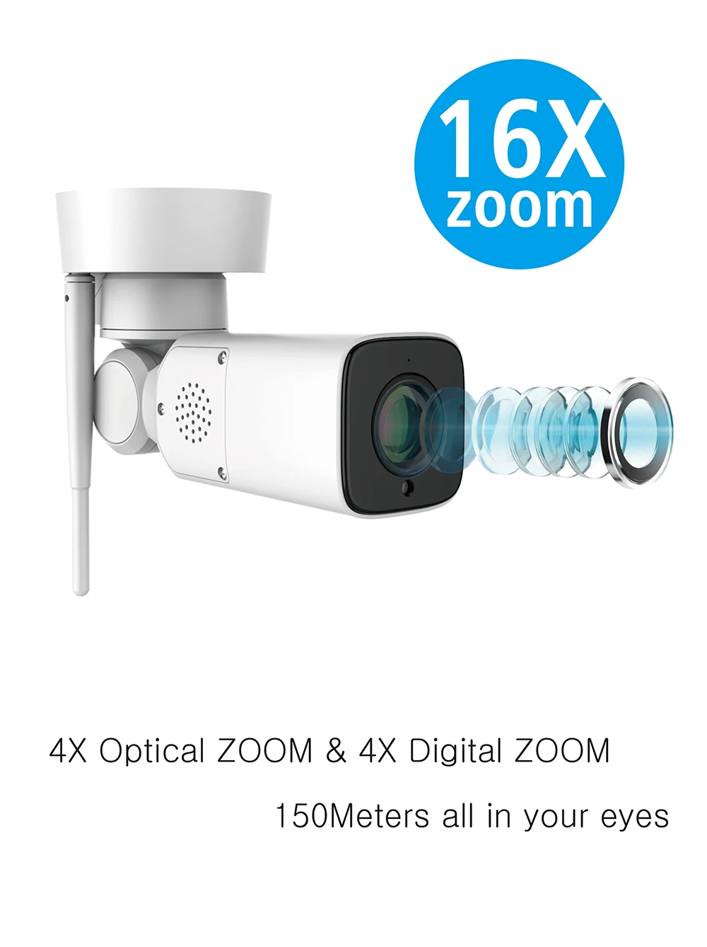 SMARSECUR белая уличная Водонепроницаемая ip-камера 1080P Full HD 16X объектив с регулировкой Зума