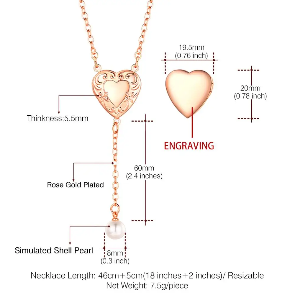 U7 женский медальон для девушки ожерелье серебро/розовое золото фото медальоны