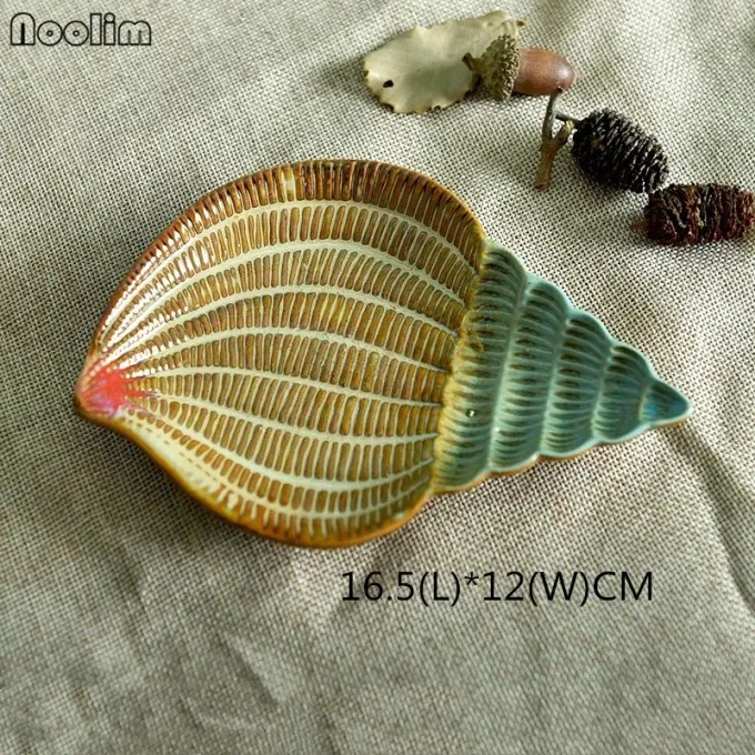 Conch NOOLIM креативная средиземноморская модная керамическая Фруктовая тарелка маленькая мыльница для посуды Морская звезда Морская раковина украшения в виде раковин - Цвет: Conch