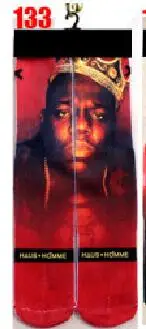 Повседневные носки с 3D принтом унисекс 2pac tupac чулок B.I.G Biggie маленький скейтборд хлопковые мужские носки-трубы средней высоты
