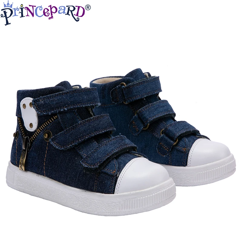 Детская ортопедическая обувь PRINCEPARD темно синяя парусиновая для детей на осень и