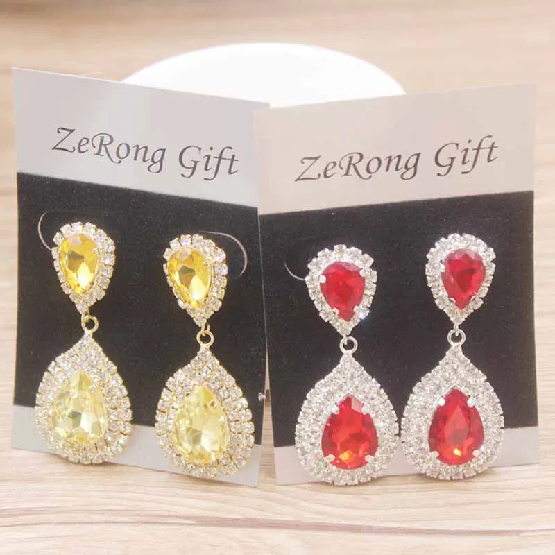 2019 Популярные Висячие серьги Стразы золотые серебряные