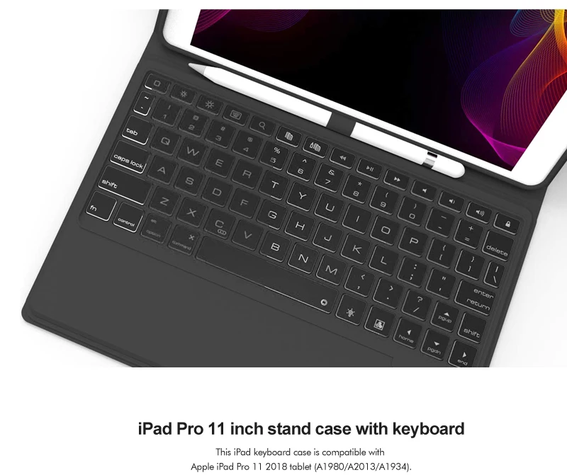 Все-в-одном дизайн тонкий bluetooth клавиатура чехол для iPad Pro 1", 7 цветов подсветка Беспроводная клавиатура Тонкий+ смарт кожаный чехол