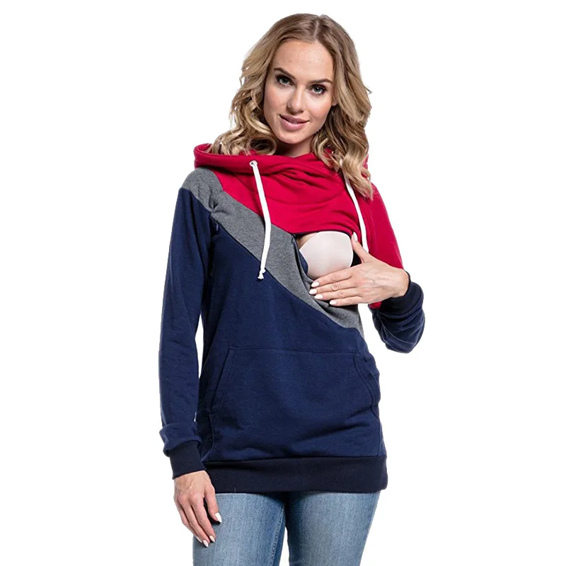 Толстовки для беременных с длинными рукавами, Свитера для кормящих матерей на молнии, Свитера для грудного вскармливания, Одежда для беременных, пуловер для кормления, топы