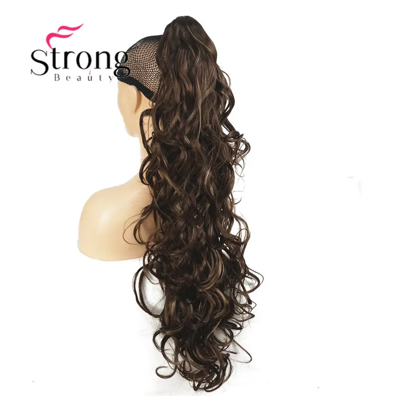 StrongBeauty, 32 дюйма, кудрявые синтетические накладные волосы на заколках, на завязках, конский хвост, синтетические накладные волосы, 270 г, с зажимом челюсти/когтя - Цвет: RM73
