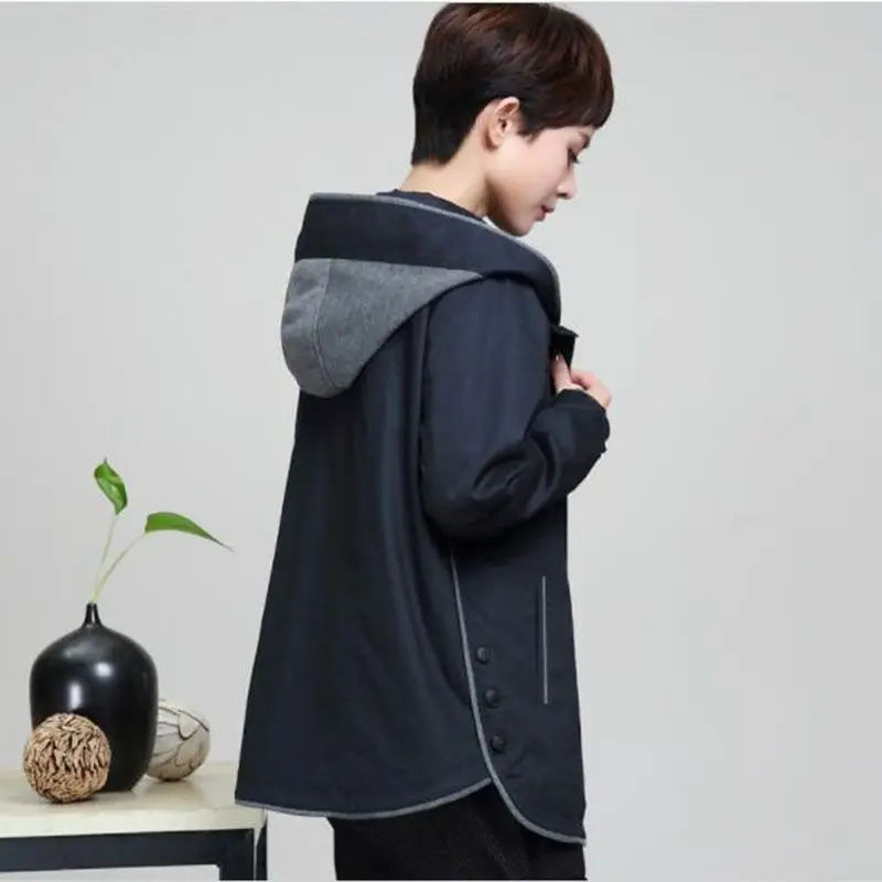 Женская ветровка с капюшоном Повседневная Верхняя одежда большого размера для