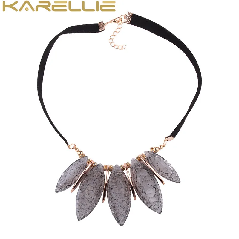 Karellie Новая мода макси смолы кожаный цепи колье Цепочки и ожерелья для Для женщин