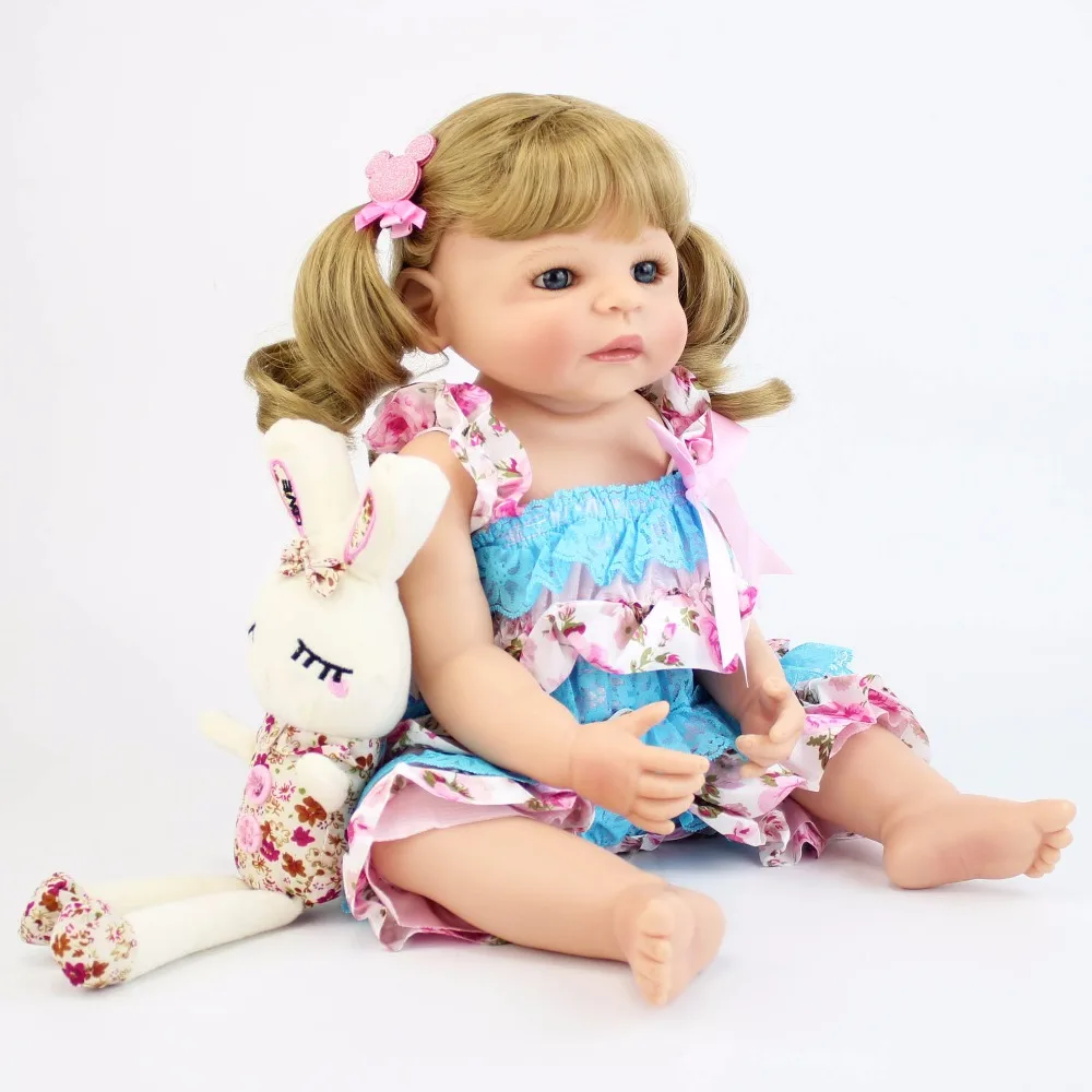 55 см полностью силиконовая виниловая Кукла Reborn Baby Doll Игрушки для девочек Bonecas 22 дюймов для новорожденных блонд принцесса Bebe живыми младенцами Рождественский подарок на день рождения
