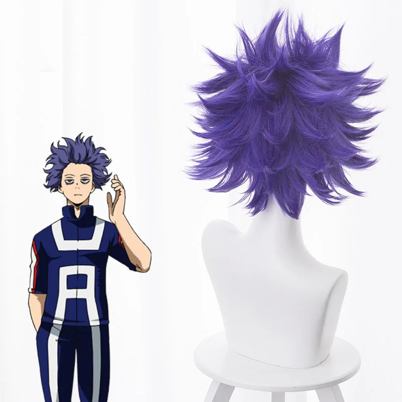 My Hero academic Boku no Shinsou Hitoshi парик для мужчин и женщин короткие фиолетовые волосы