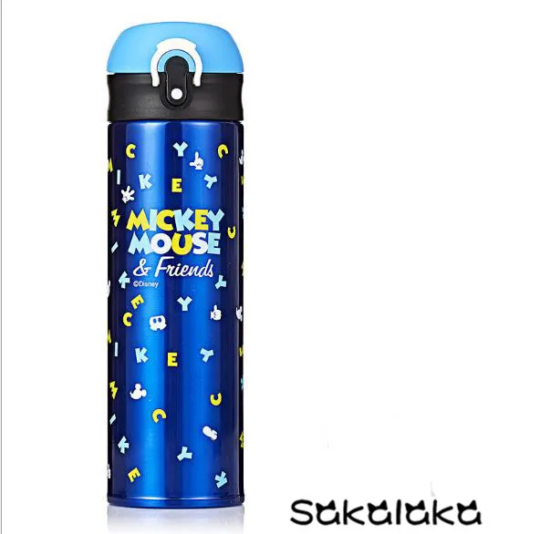 Blue Disney Микки Маус 500 нержавеющая сталь двухслойная термоизоляция бутылка 304 мл - Цвет: Blue