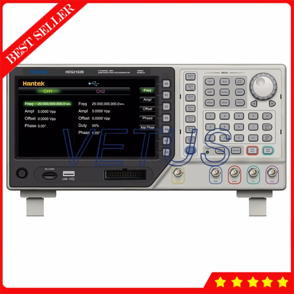 Hantek HDG2102B функциональный генератор цена с 64M памятью 100MHz 250MSa/s сигналов