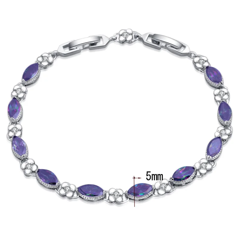 ROLILASON Винтажный стиль Мода 925 Silver Rainbow Многоцветный Кристалл Циркон браслет классический подарок на день матери TB1164