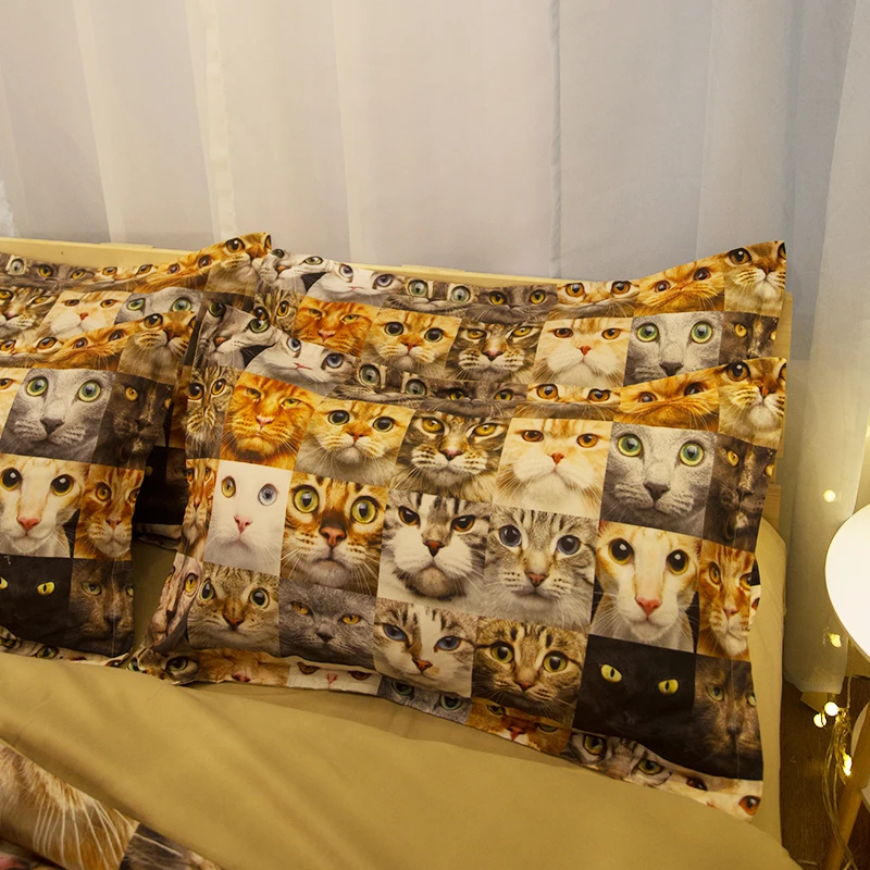 2018 Новые постельные принадлежности милый кот Комплект постельного белья 3d