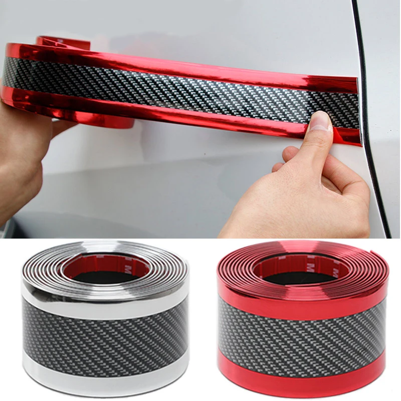 Автомобильный Стайлинг 5D углеродное волокно резиновый порог протектор края