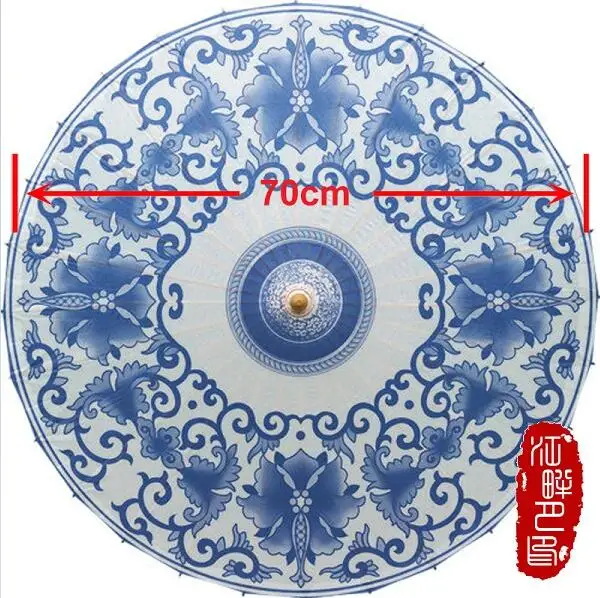 Diameter 70CM Китайский Синий и белый цветок Солнцезащитные Зонтики Зонтик для женщин традиционный танец японский масло бумага реквизит paraguas - Цвет: Diameter 70CM
