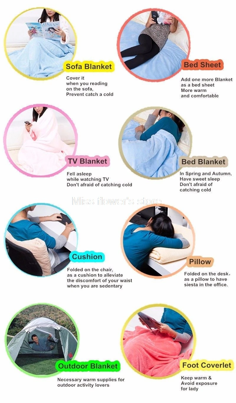 50*70CM / 70*100CM 100*140CM Soft Warm Solid Colors Flannel Coral Fleece Blanket Air Conditioning Bedspreads | Дом и сад
