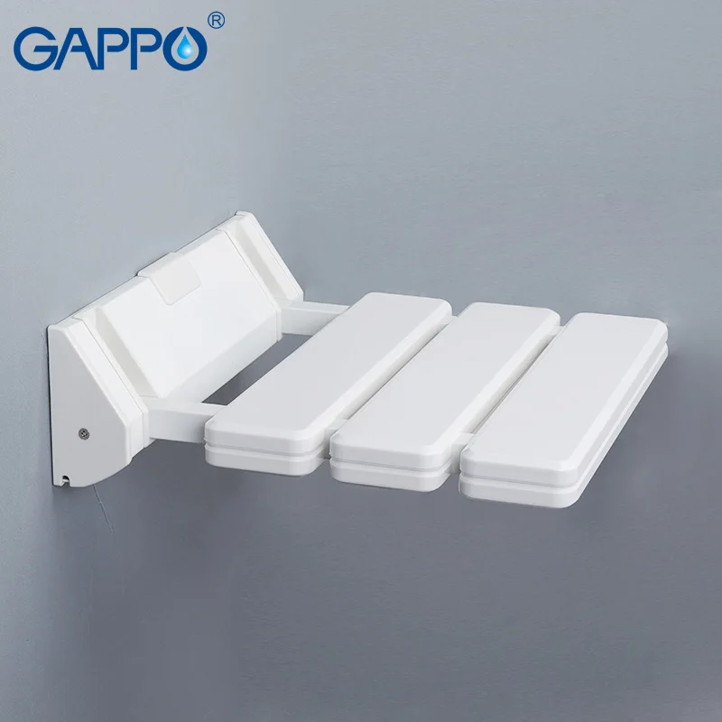 gappo wall mounted shower seats bathroom white shower folding seat bath chair elderly shower spa bench stool free global shipping