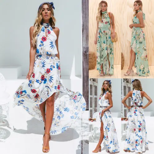 Богемное шифоновое длинное платье макси для женщин летнее пляжное вечернее с