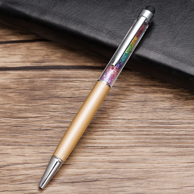 Хрустальная ручка Алмазная канцелярская стилус сенсорная 13 цветов жирный черный