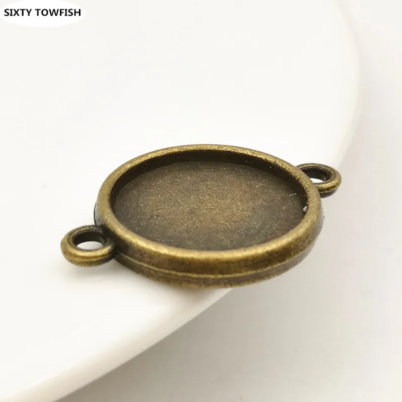 

50pcs/lot Inner size:14mm Alloy/Metal Antique Bronze Round Double Pendant Blank Cameo Base Setting DIY Accessories Finding
