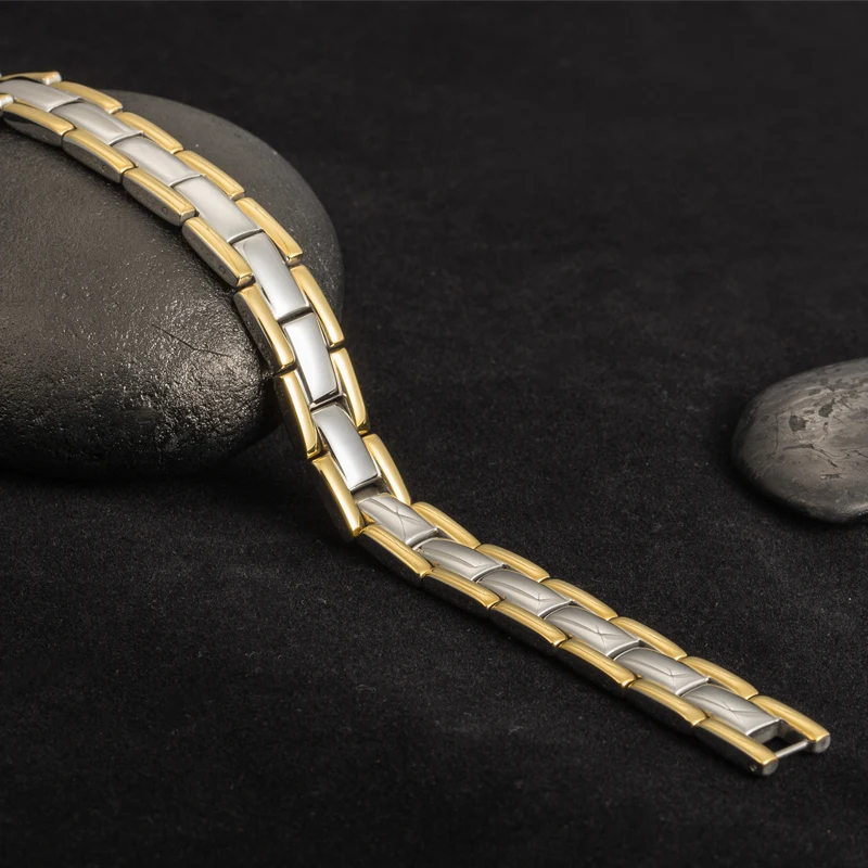 Hottime здоровья био энергии Магнитных Элементов Браслет Для мужчин золотой цепи