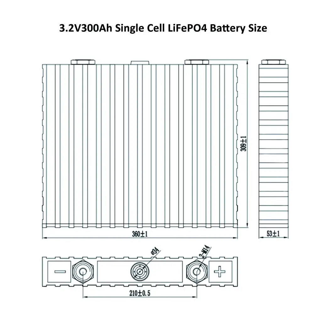 Одноэлементный аккумулятор Sinopoly 3 2 в 300 Ач RUIXU LiFePO4 с пластиковым чехол для RV