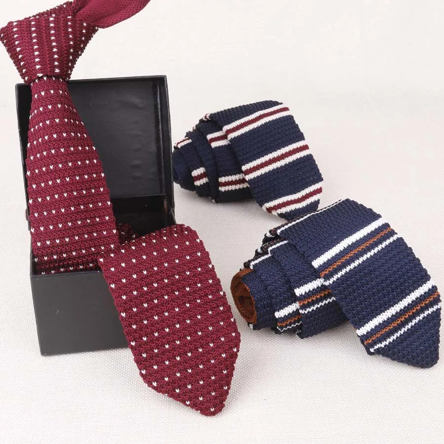 

New Men's Knit Tie 7cm Pointed Wool Necktie Casual Elegant Company Banquet Daily Wear Wedding Party Tie Neckcloth Neckwear