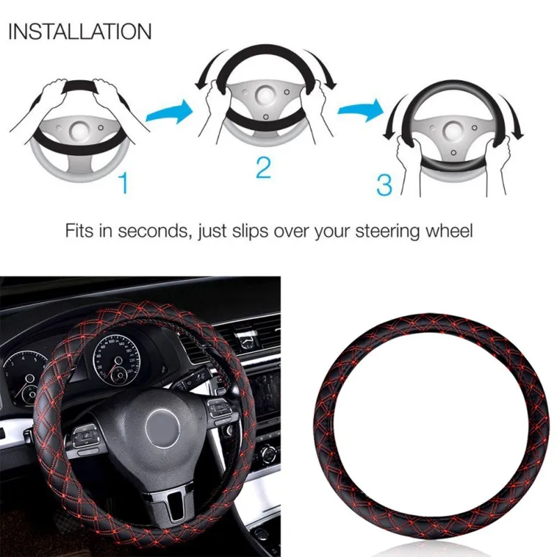 

2019 Skidproof Durable Car Steering Wheel Cover Auto Steering Wheels Covers Fit For Most Cars