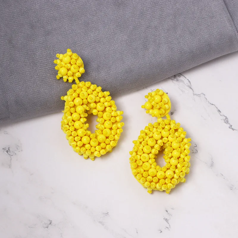 Модные длинные висячие серьги с бусинами для женщин трендовые геометрические в