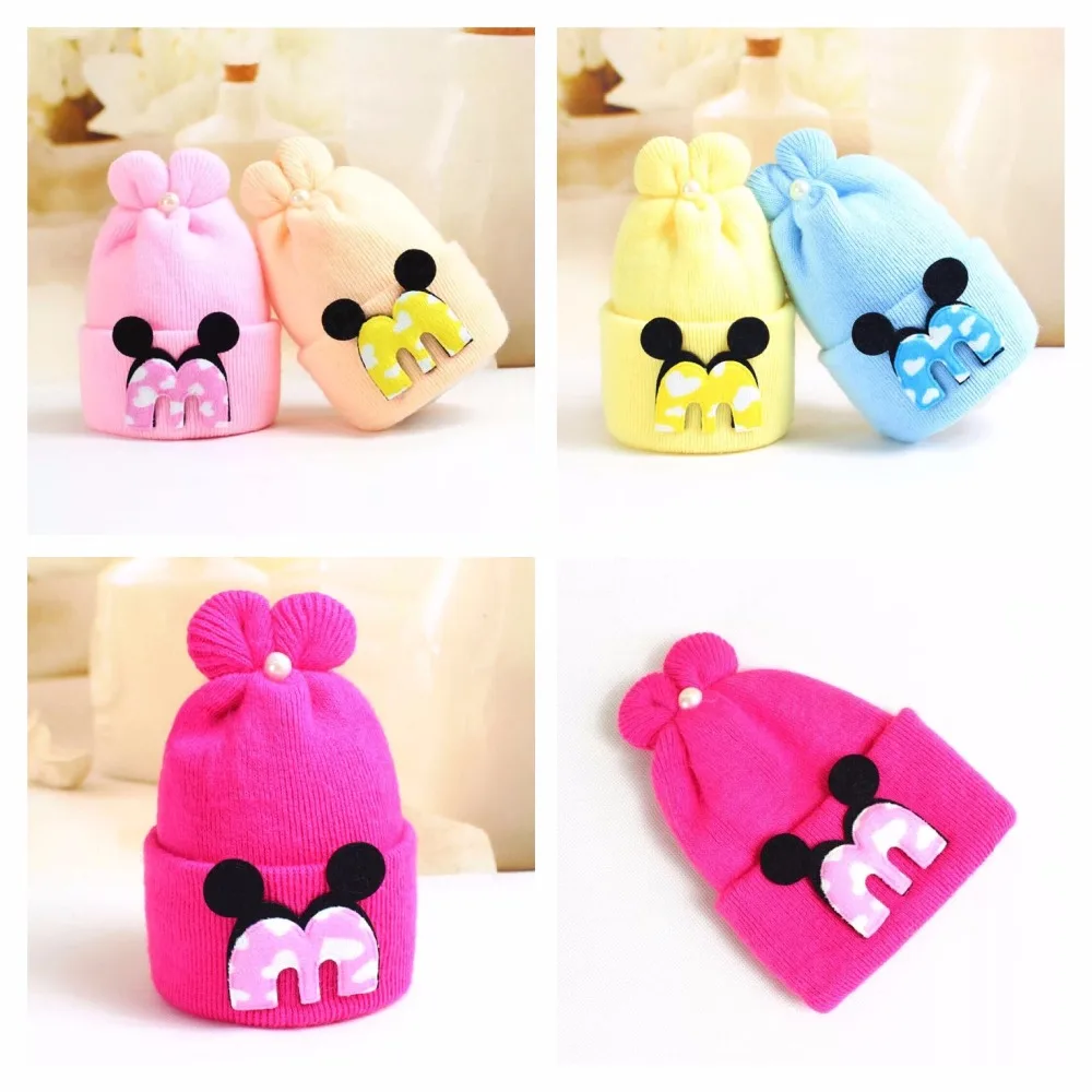 4 цвета зимняя трикотажная Милая Женская Шапка-бини | Детская одежда и обувь