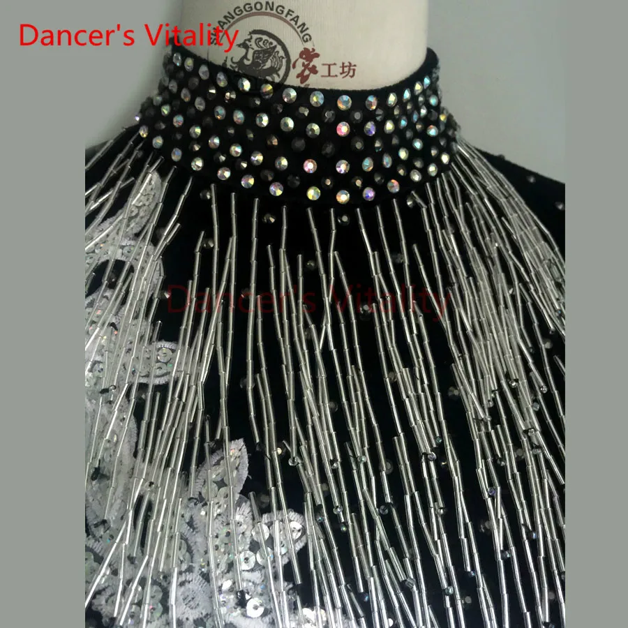 Dancer's Vitality, бренд, круглый вырез, лотос, с длинными рукавами, платье для латинских танцев, женское платье для сальсы, самбы, танцевальное платье для танго для детей
