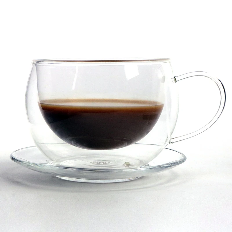 Европейские кофейные кружки 260 мл кофейная чашка из двойного стекла с блюдцем и