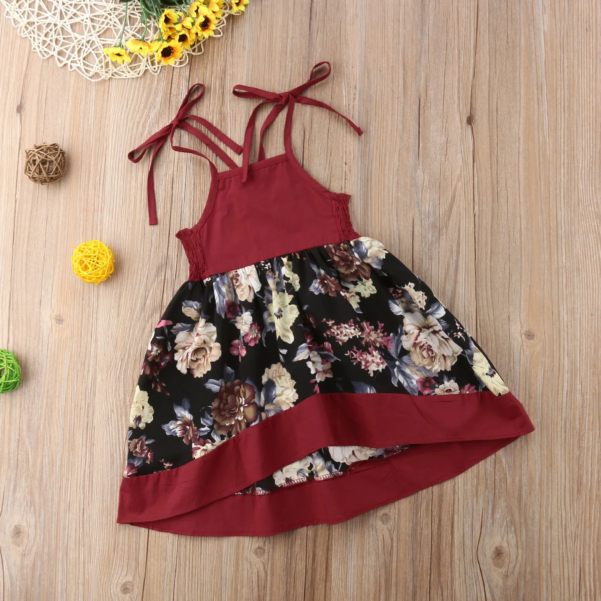 Платье с цветами для маленьких девочек винтажное кружевное платье без рукавов