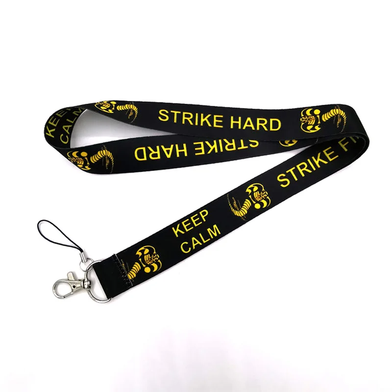 Cobra kai snake для мужчин, женщин и детей, ремешок для ключей на шею, ремешок для мобильного телефона, держатель для удостоверения личности, веревка, брелок для ключей, брелки для косплея