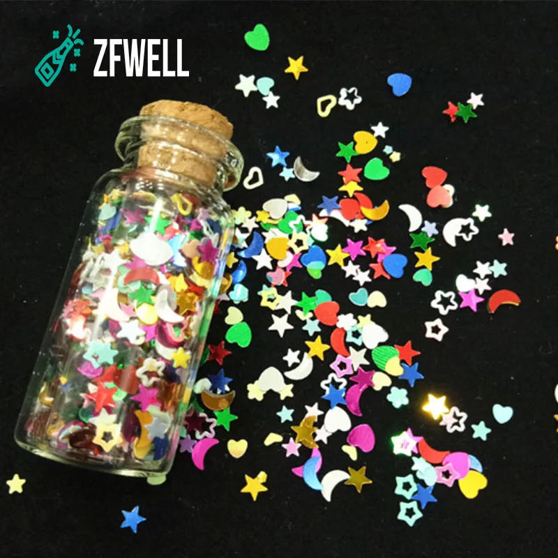 ZFWELL 1 шт./Лот Красочные Блестки сердце Пентакль макияж глаз свадебное украшение