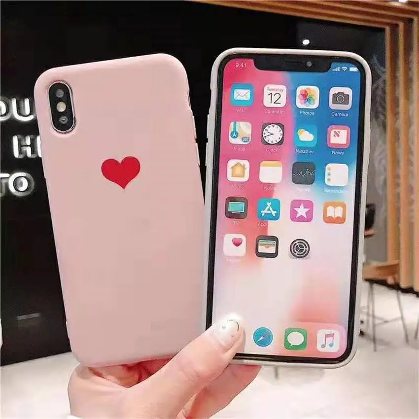 For iPhone XR XS MAX 8 7 6s Plus Soft TPU Phone Covers Full Back Cases Colorful Love Heart Pattern Liquid Feeling Coque Fundas |