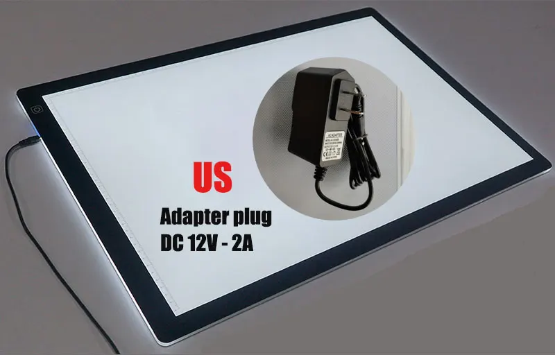 Stepless adjust - US DHL! A2 размер фотографический чертежный планшет светодиодный чертежный светильник, подсвечивающая доска, Ультратонкий портативный инструмент - Цвет: Stepless adjust - US