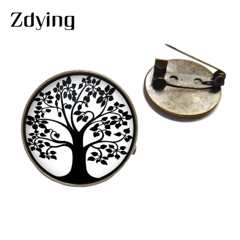 Zпри цветной Жизни дерева значок стекло кабошон растение мешочек для брошек