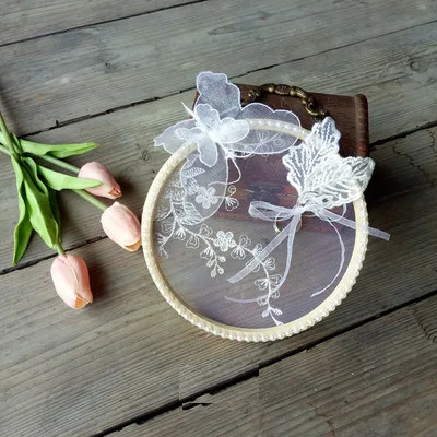 Ring pillow A 1 шт. в партии, белое кружево, Бабочка, ручная работа, обручальное кольцо, подушку для свадьбы, свадьбы, дня рождения, кольца - Цвет: Ring pillow A