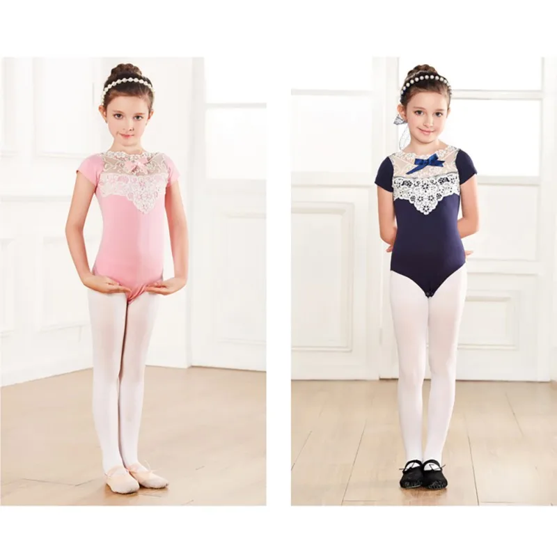 Цельное платье для девочки newShort рукавами балетом и танцами девочек с цветочным