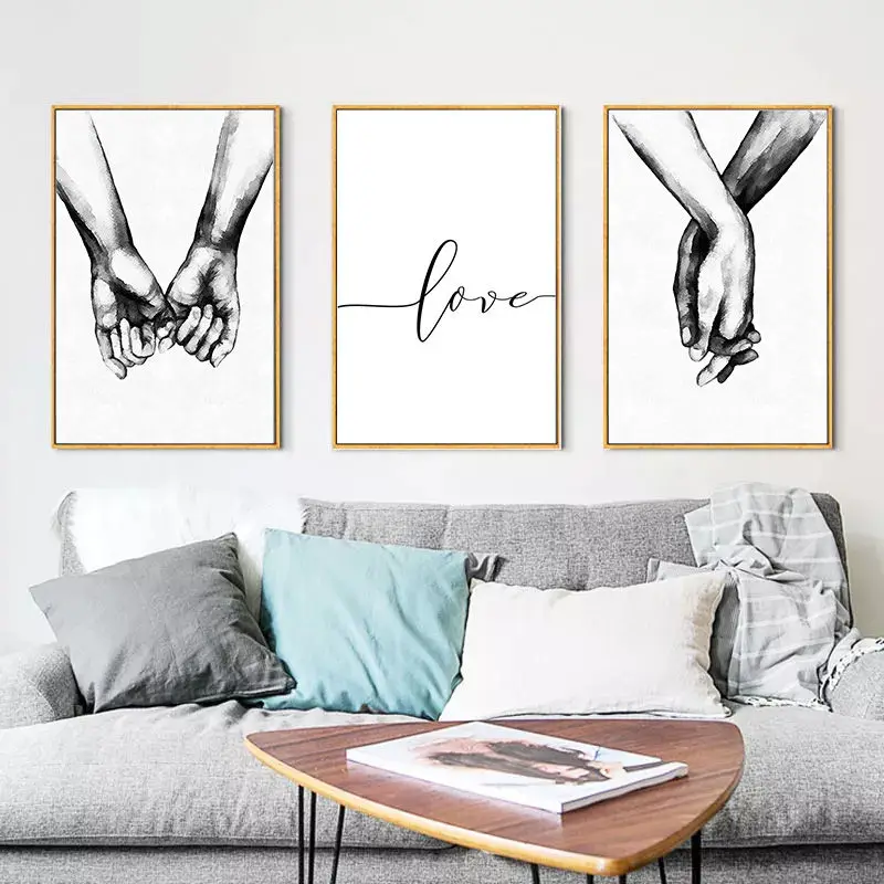 Черный и белый Lover ручной изображение домашний декор Скандинавская Картина на