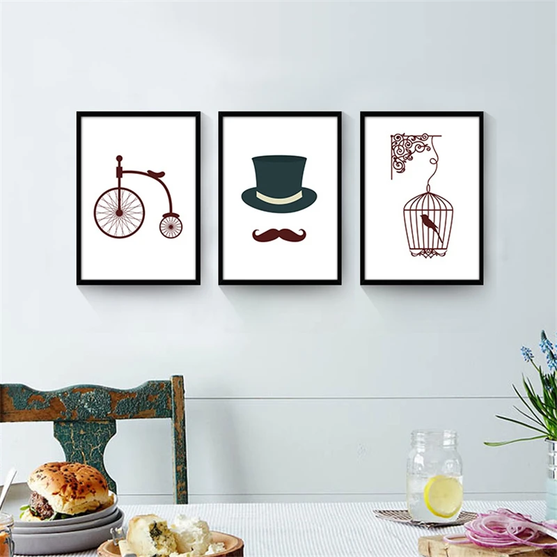 HAOCHU скандинавский декоративный холст картина мультфильм картинки шляпа усы