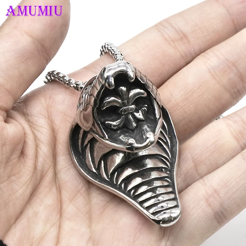 Ожерелье из нержавеющей стали AMUMIU подвеска в виде змеиного языка кулоны с