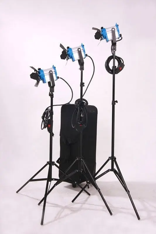 Arri 3*150 Вт вольфрамовый прожектор Френеля + 3 * стойки 6 лампочек 1 Flycase для видео